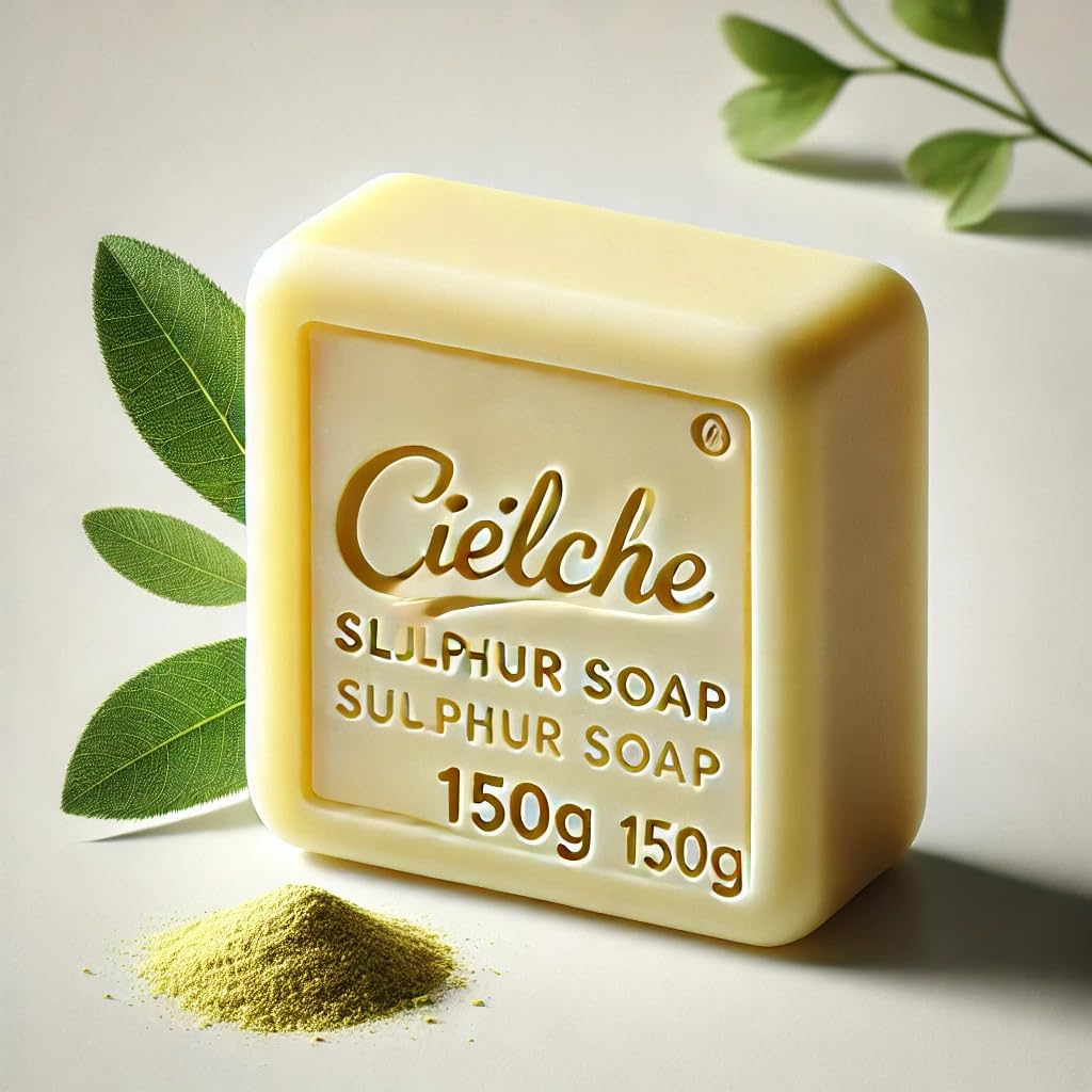 Cielche Handmade Sulphur Soap Bar 150 gr Acne, Oily Skin, Anti-inflammatory, Prone Skin, Blackheads, Exfoliating,Antibacterial