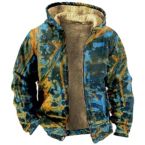 Parkamantel Warm Softshelljacke Herren Wasserdicht Schwarz Teddy Jacke Herren Winter Warm Gefüttert Jacke Business Regenmantel Herren Mantel Herren Winter(Blau,M)