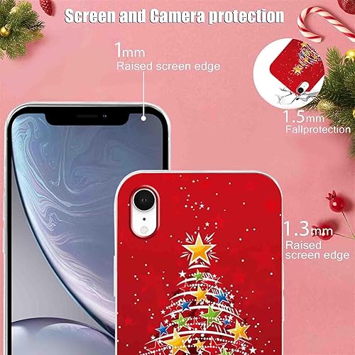 Miniatura 7 de Paquete de 2 fundas transparentes de Navidad para iPhone XR de 6.1 pulgadas, bonito patrón de árboles de Navidad, resistente al amarilleo,