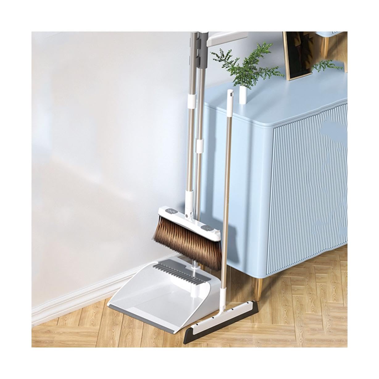Pratico Paletta e Scopa in Piedi con Materiali per la Pulizia a Manico Lungo Set Combinato Paletta Verticale per la casa Versatile