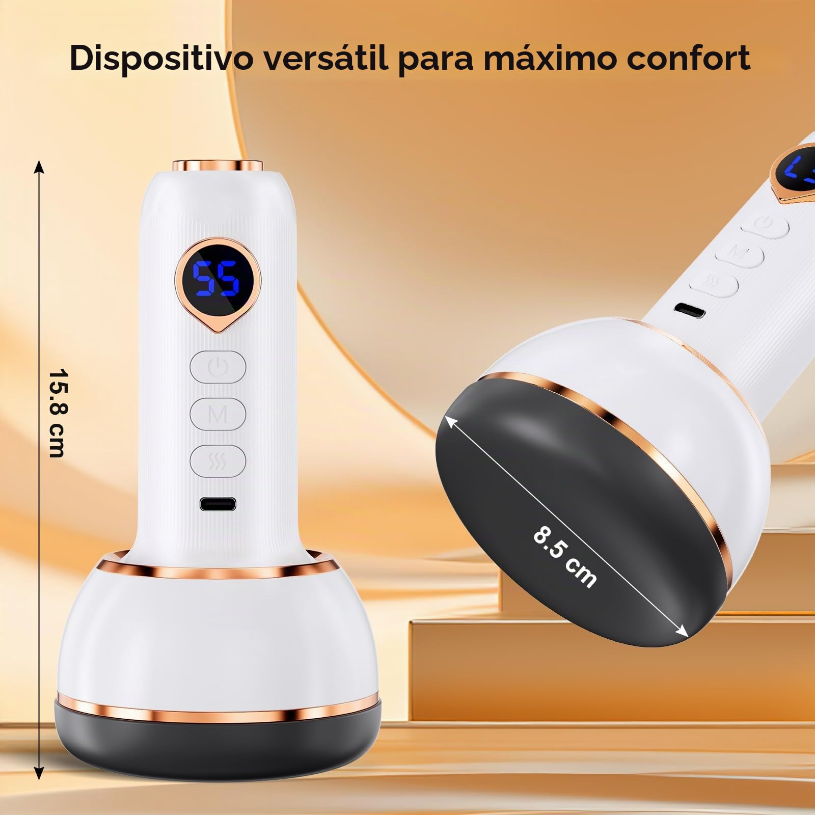 Masajeador Vibrastone, Masajeador Gua para Pies, Manos y Espalda, Dispositivo de Masaje con Combinación de Vibraciones y Calor para Relajar los Músculos