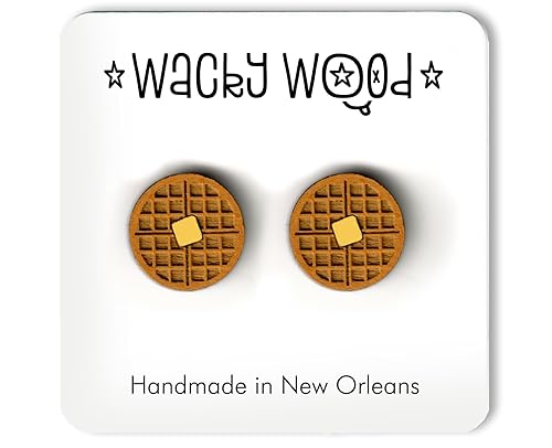 Waffle Earrings, Breakfast Earrings, Food Earrings, Stud Earrings