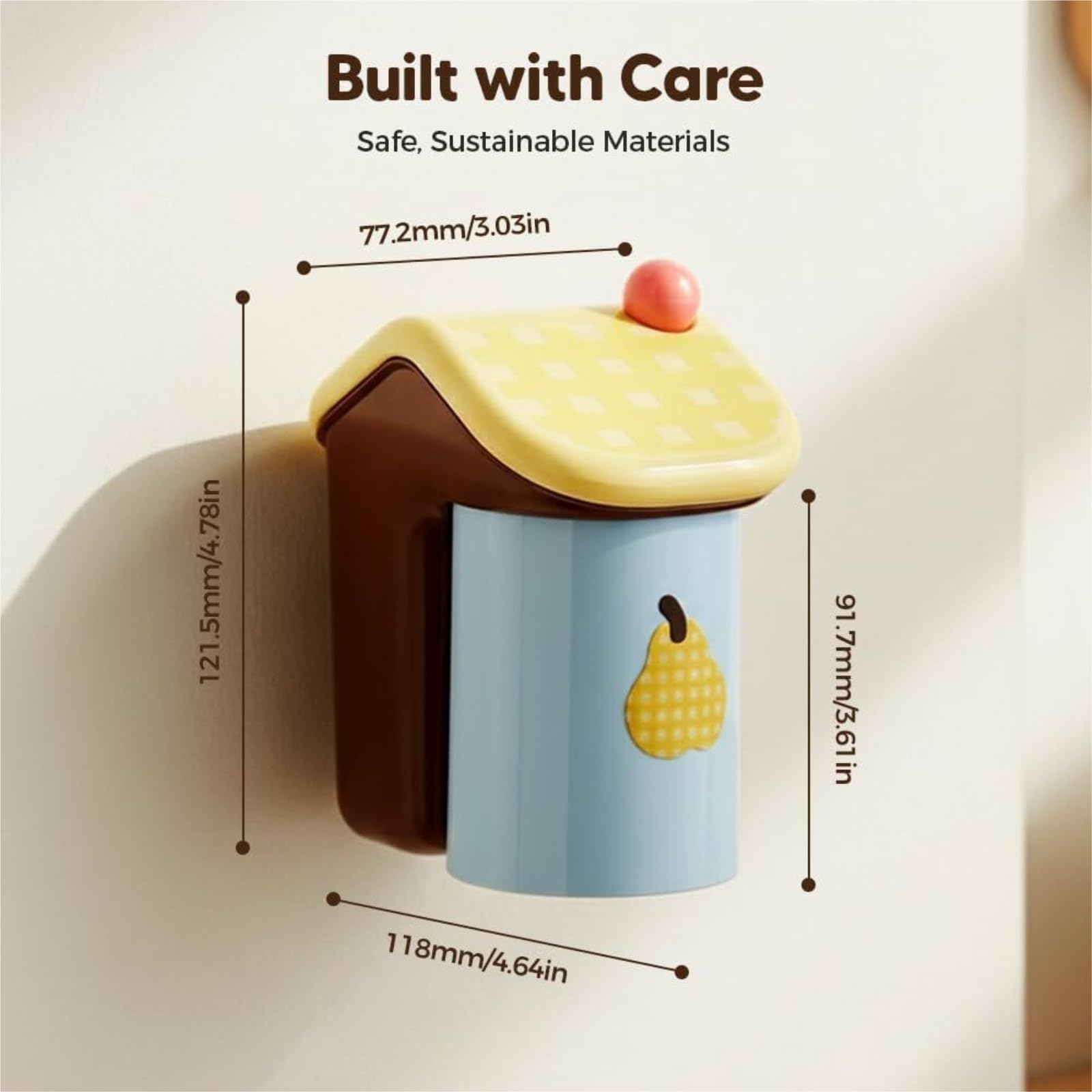 Portacepillos De Dientes para Baño Y Ducha Soporte Magnético For Cepillo De Dientes Baño con Taza, Estante For Enjuague Bucal, Montado En La Pared, Sin Taladro(Yellow)