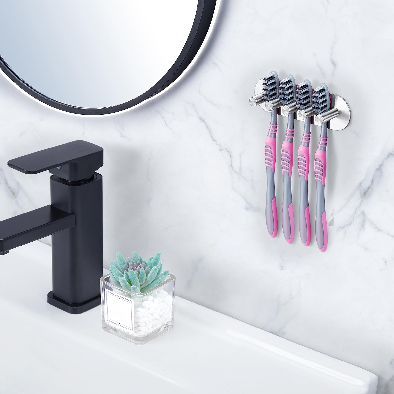 Zahnbürstenhalter für Badezimmer – Elektrischer Zahnbürstenhalter zur Wandmontage, Kinder-Zahnbürstenhalter, SUS 304 Edelstahl, Dusch-Zahnbürstenhalter, 4 Schlitze, gebürstetes Nickel