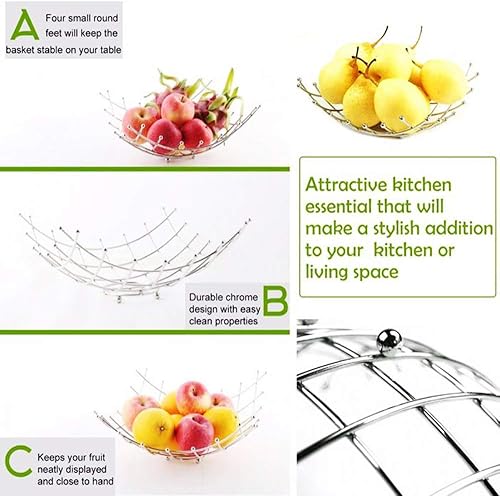 Miniatura 6 de Cesta de frutas para encimera y soporte decorativo para cuenco de frutas con tornillos gratis, perfecto para frutas, verduras, aperitivos, artículos