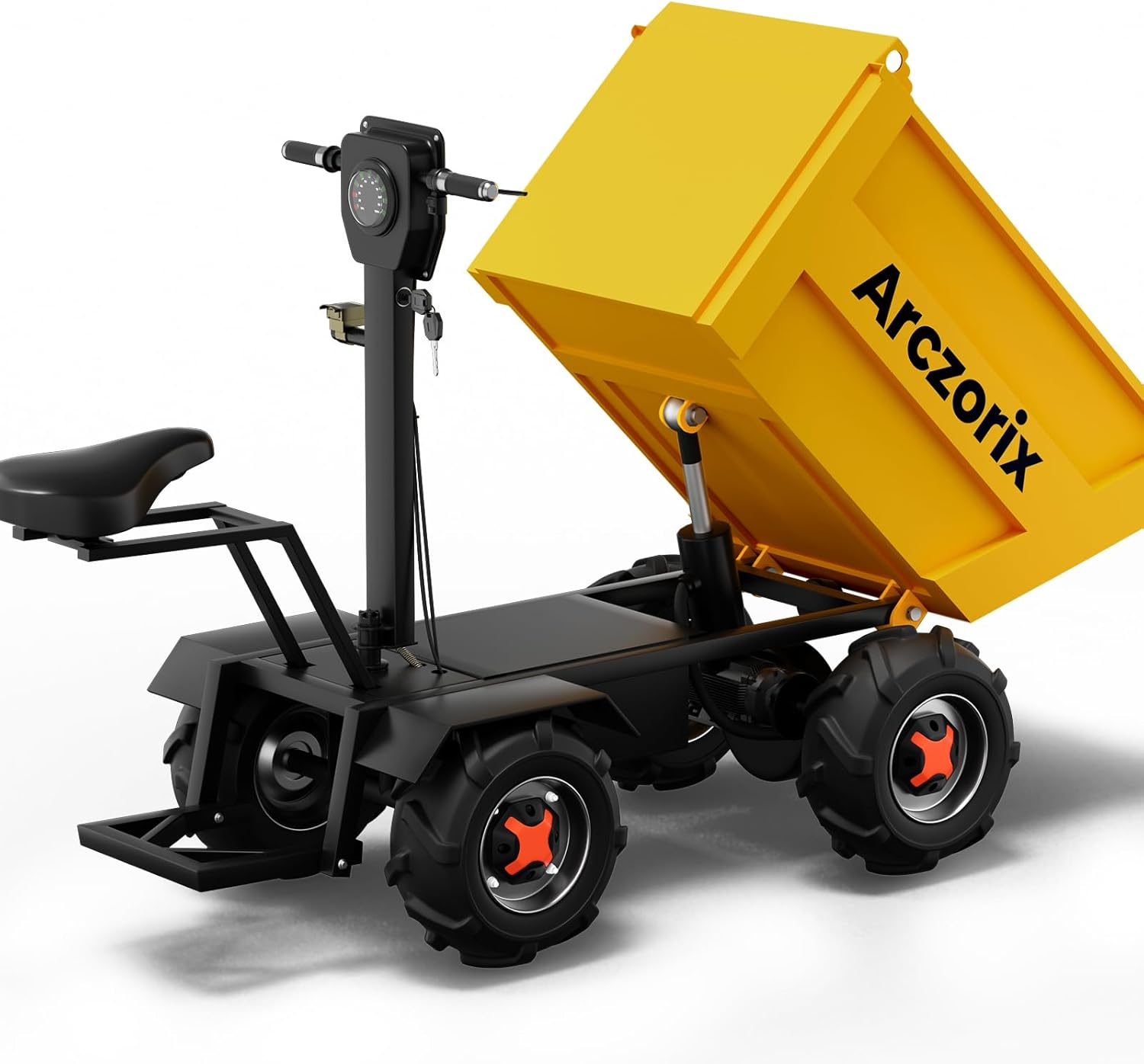 [Electric Hydraulic Dumping] Arczorix Wheelbarrow Utility Cart 60V 20Ah 2000W Capacity 2205Lbs with One-Key Lifting and Lowering Dumper & All-Terrain Wheels, Material Hauler, Electric Wagon