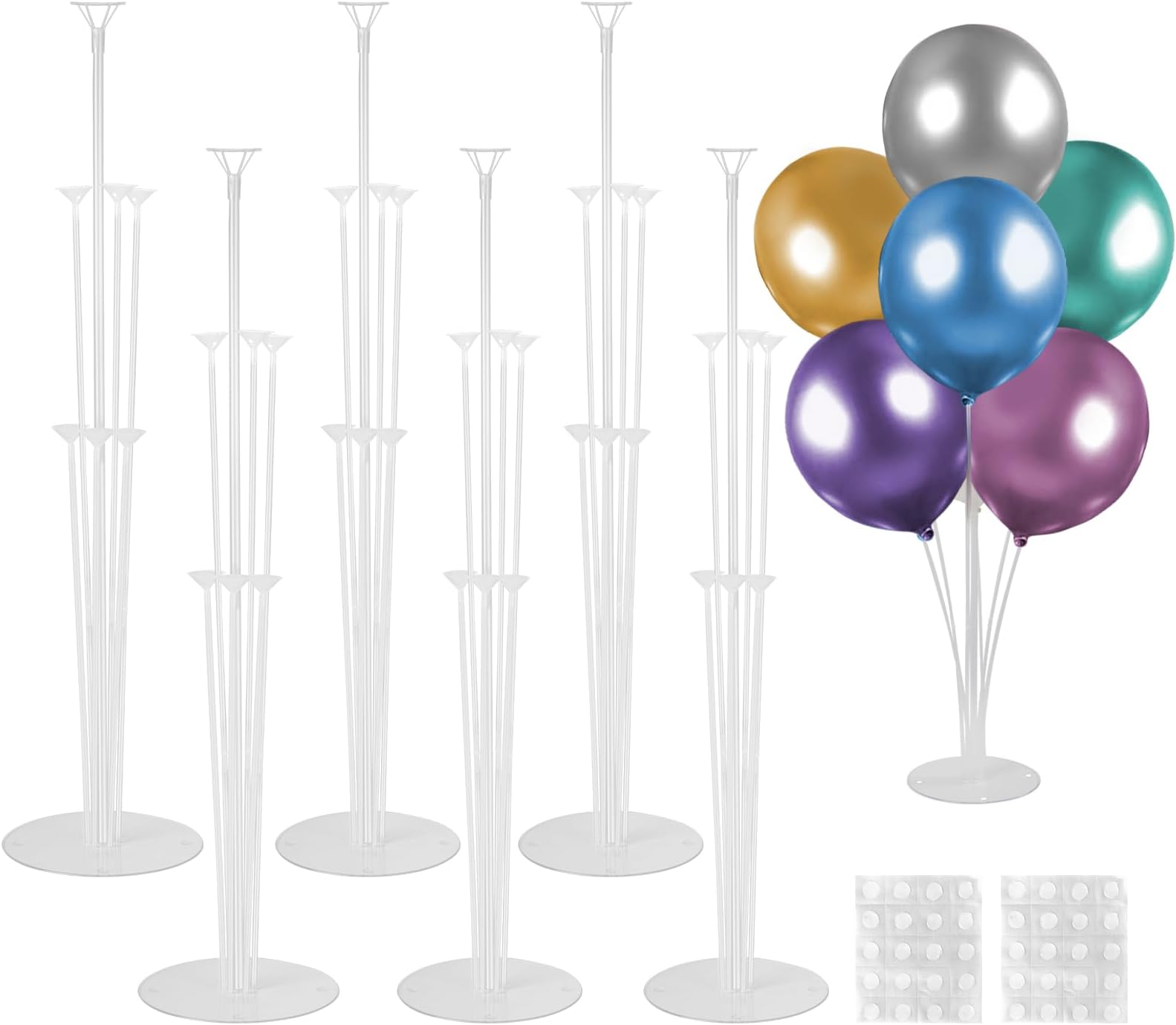 Voircoloria 6 Sets Balloon Stand Kits, Balloon Sticks with Base for Table Centerpieces Graduation Birthday Baby Shower Gender Reveal Party Decorations