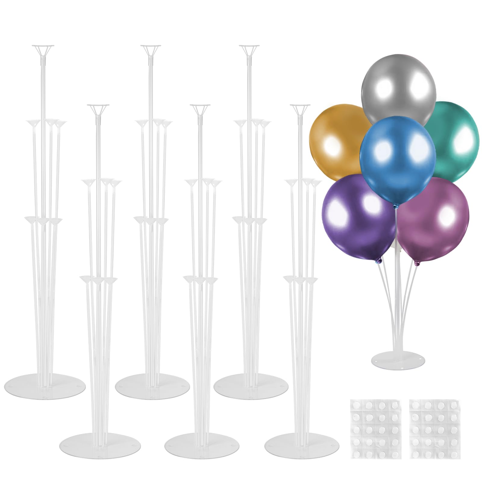 6 Sets Balloon Stand Kits, Balloon Sticks with Base for Table Centerpieces Graduation Birthday Baby Shower Gender Reveal Party Decorations