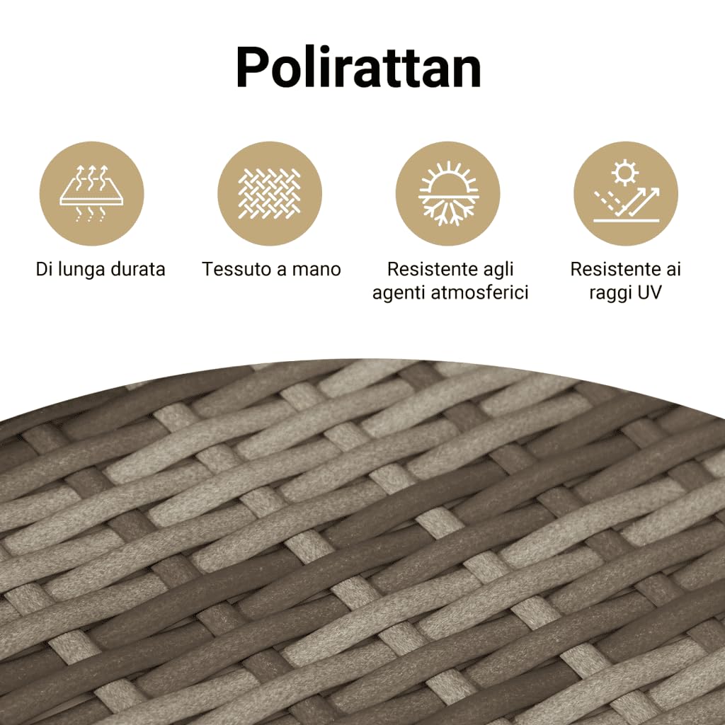 vidaXL Armadietto Portaoggetti Giardino Grigio 105x55x113cm Polyrattan