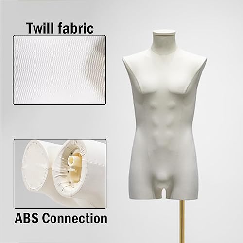 Miniatura 4 de Maniquí masculino con abdominales, maniquí de forma de vestido masculino ajustable en altura, accesorios de modelado de ropa de cuerpo completo para