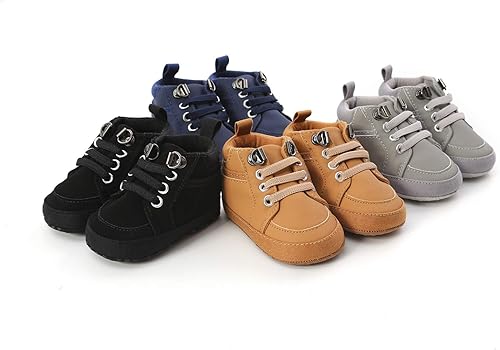 Miniatura 2 de Tenis de tobillo alto unisex para bebés, niños y niñas, suela de goma suave, zapatos de cuna para niños pequeños