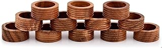 Napkin Rings, Wood Napkin Rings Napkin Holders Buckles for Dining, Anniversary, Birthday, Dinner, Christmas, Party of Table (Lining Plan Set of 12)