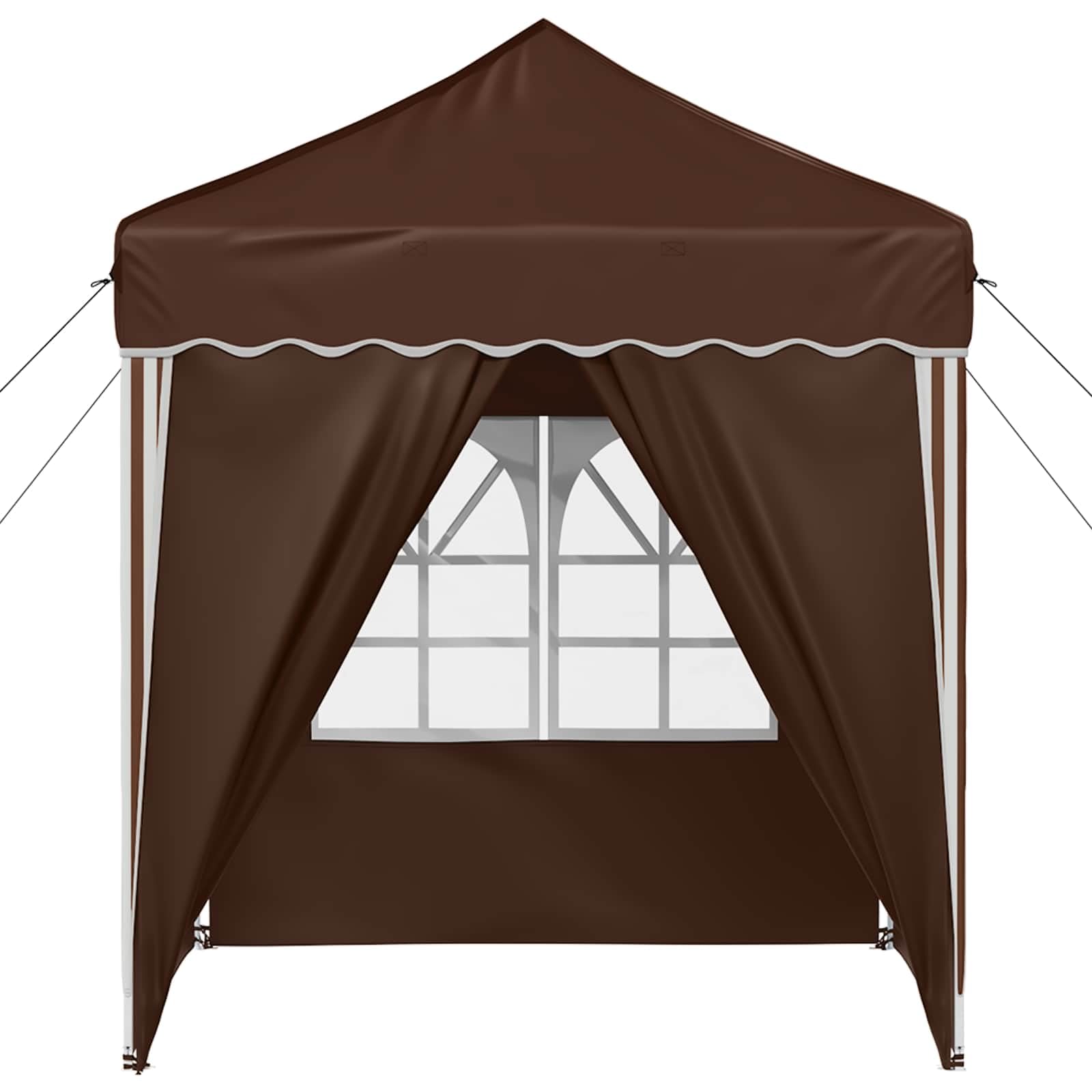 Pop up namiot imprezowy 195 x 195 x 245 cm, brązowy, materiał Oxford, namiot ogrodowy, namiot składany, namiot na imprezy z 4 ścianami bocznymi i ochroną przed promieniowaniem UV, do ogrodu