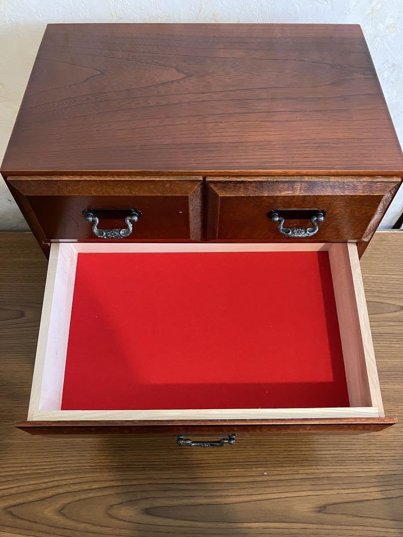 広葉 三段四ッ引 タンス 小物入れ 書類 和風 レトロ Japanese retro