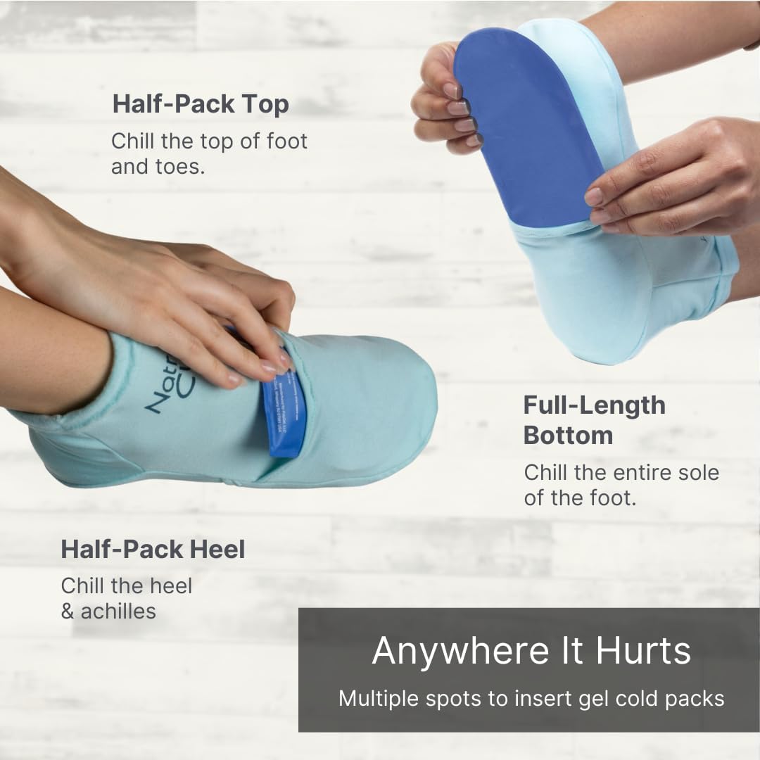 NatraCure Cold Therapy Socks - Reusable Foot Ice Pack - Cooling Socks for Hot Feet, Neuropathy Pain Socks, CRPS Relief, Ice Pack for Feet - Size: Small/Medium