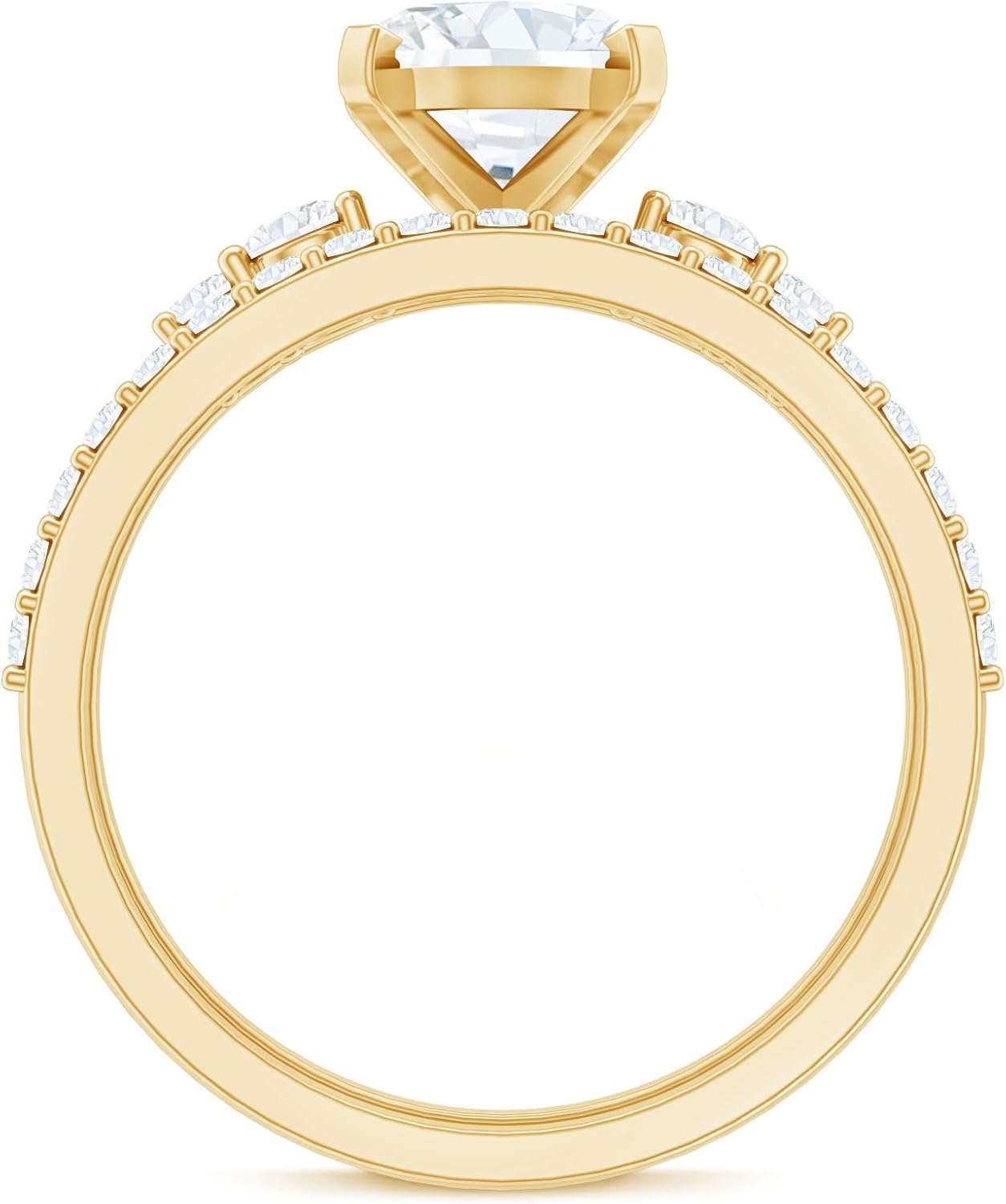 Certified Moissanite Oval Bridal Ring Set, D-Vs1 Quality, Moissanite Engagement Ring with Wedding Band - Ready To Gift