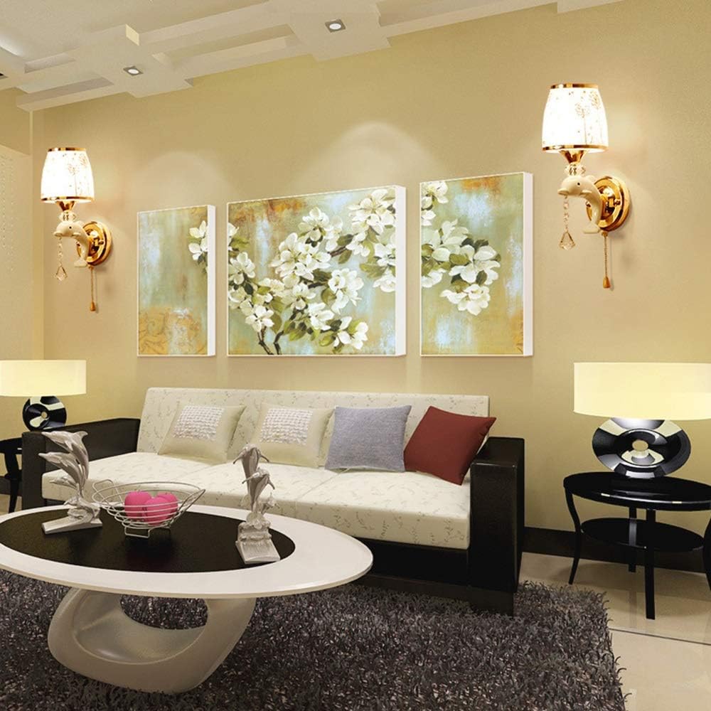 Creative Fashion Creative Personality Dolphin LED Wall Lamp Bedroom Bedside Simple Modern Background Wall with Pull Switch Children Wall Lamp Fine Carving Pattern (Color : Single Head) (Double HEA