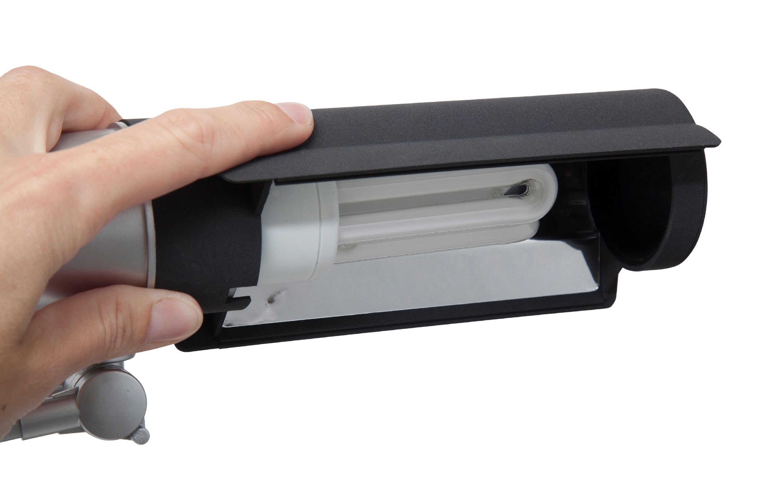 MAUL Lámpara escritorio MAULoffice LED E27 plata con base y pinza | brazo doble orientable, luz cálida confortable, bombilla reemplazable, uso con pie o mordaza
