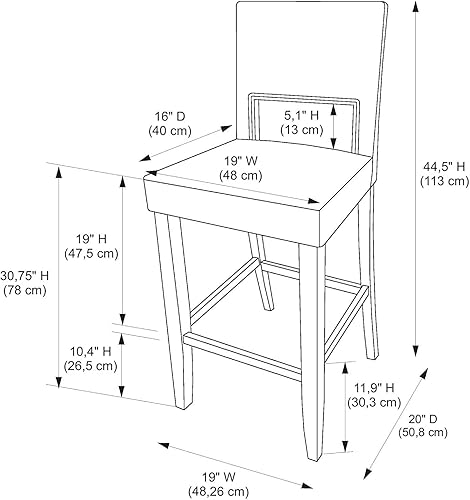 Miniatura 3 de Vega Taburete de bar, 19 pulgadas de ancho x 20 pulgadas de profundidad x 44.5 pulgadas de alto, azul