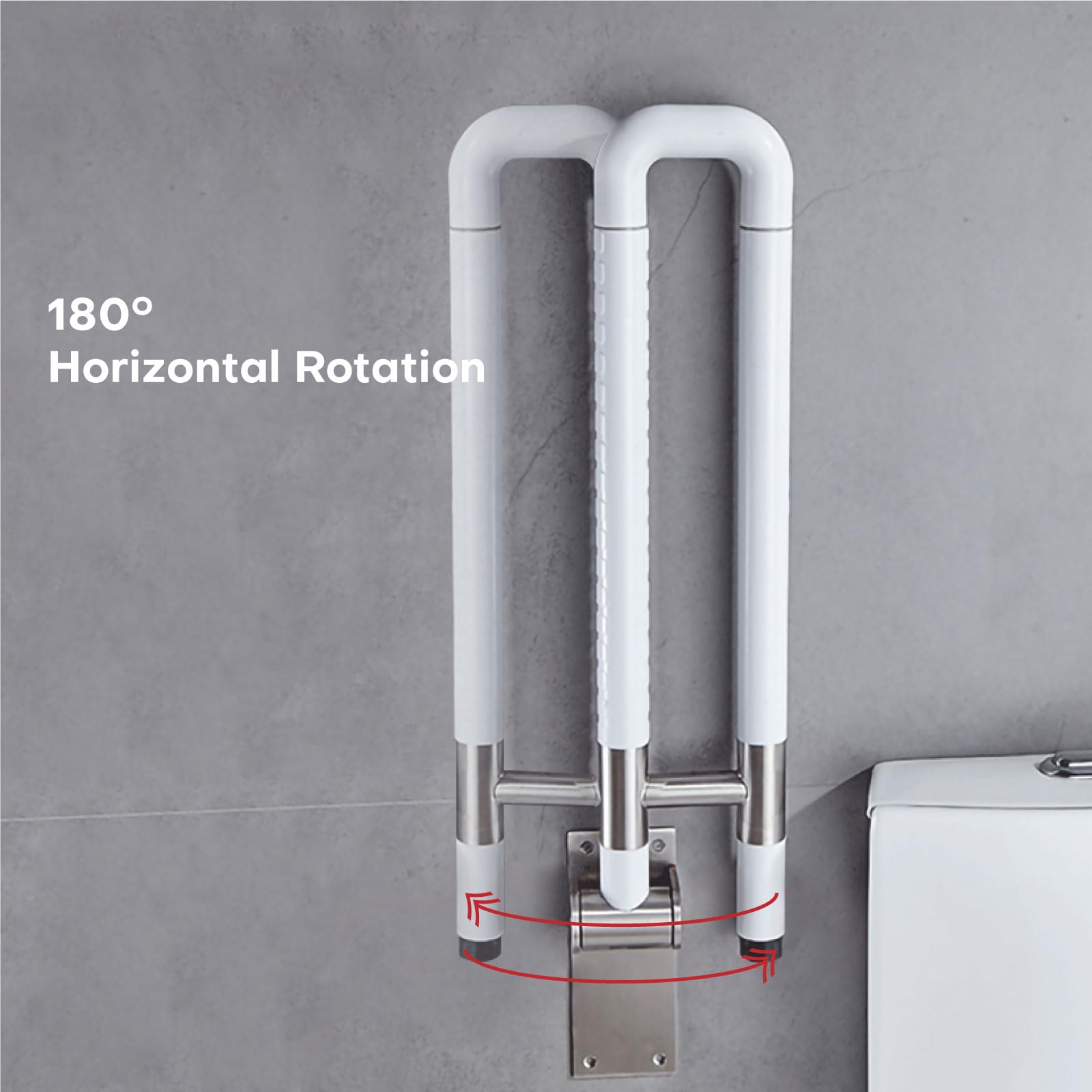 Barra de Apoyo para Inodoro Blanco, Barra Seguridad para Baño Acero Inoxidable Asidero Abatible 70cm Asa Antideslizante Manija de la Ducha Barras Sujeción 70cm/27.5in