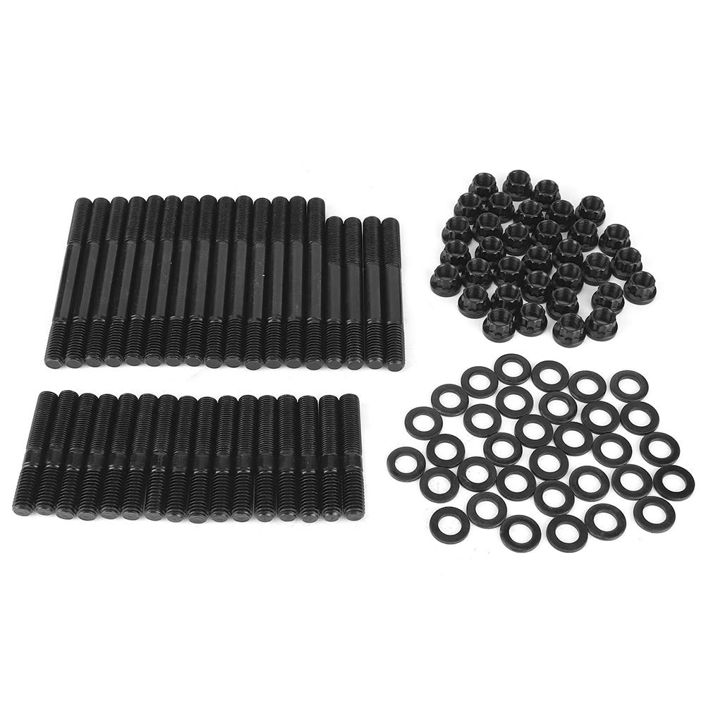 Kit di prigionieri per testata in acciaio al cromo-molibdeno per motori serie SBC. Elementi di fissaggio per testata in acciaio al cromo-molibdeno 8740 ad alta resistenza.