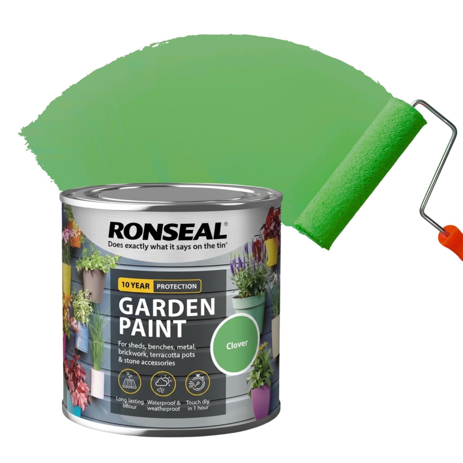AOC24 750ML Garden Paint Clover, Water Based Outdoor Paints, Long Lasting Weather Resistant, Fast Drying Color for Wood, Bricks, Pots, Anti Crack Peeling DIY Paint (Clover, 750 M L)