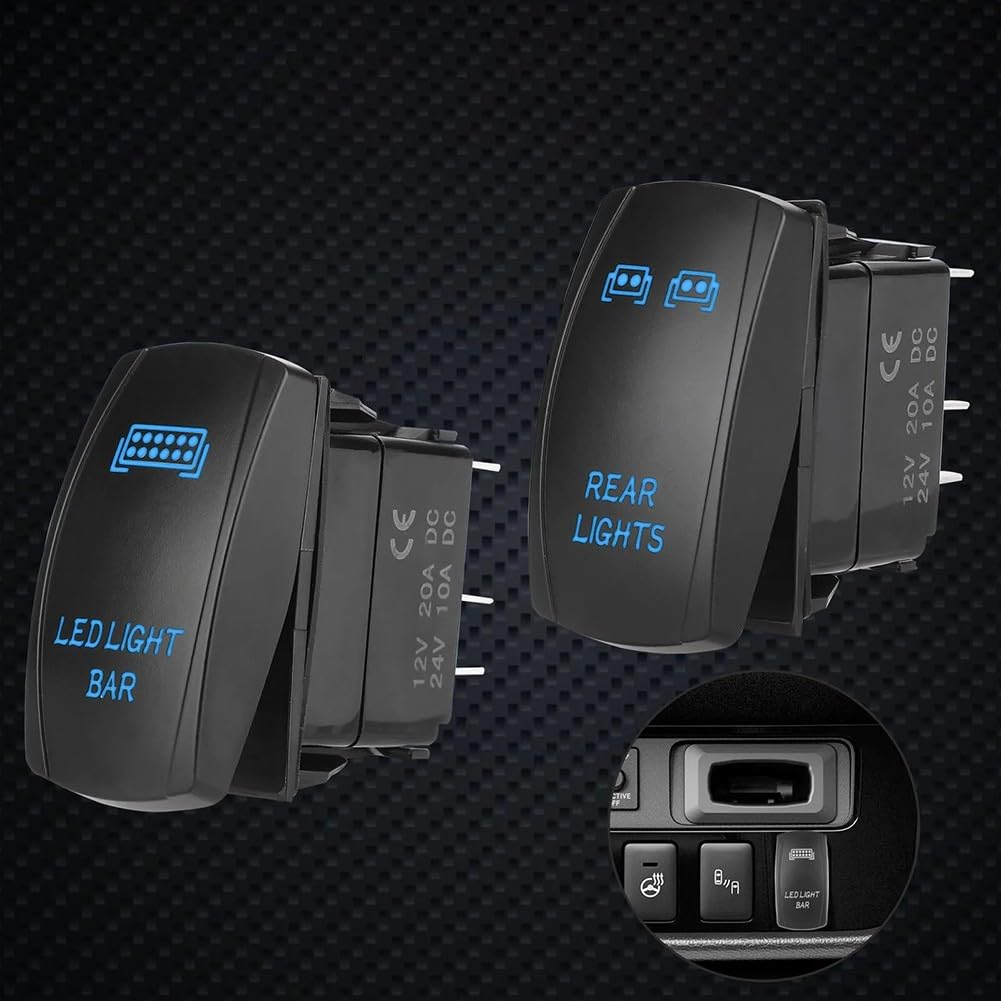 Interruttore a bilanciere con luce posteriore LED 20 Amp 12 VDC IP65 impermeabile per auto ATV UTV Polaris RZR Wrangler