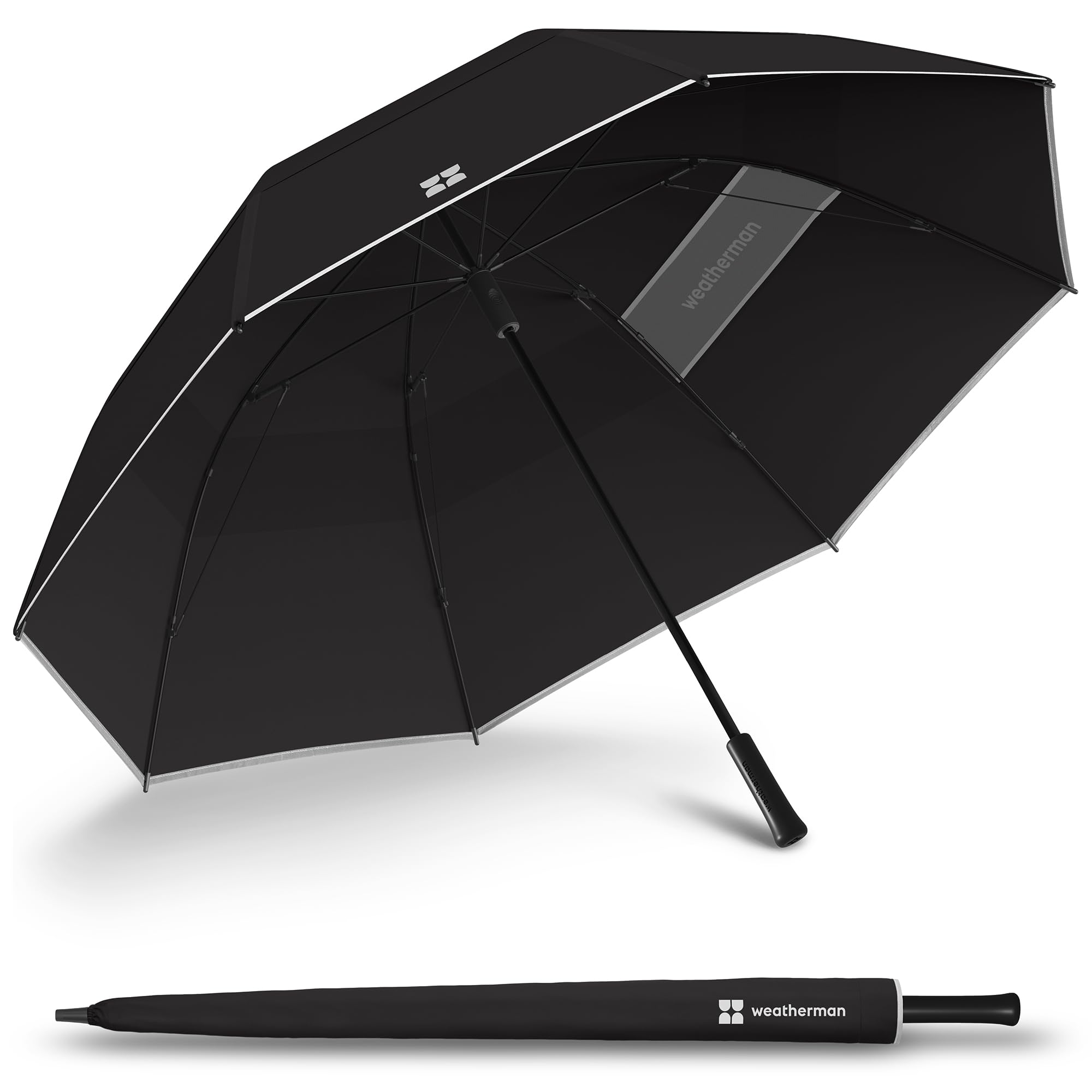 Weatherman Umbrella - Golf Umbrella - Windproof Sports Umbrella Resists Up to 55 MPH Winds - Available in 2 Sizes and 5 Colors