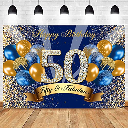 Fondo Fotográfico Azul Royal con Globos Dorados 240x180 cm