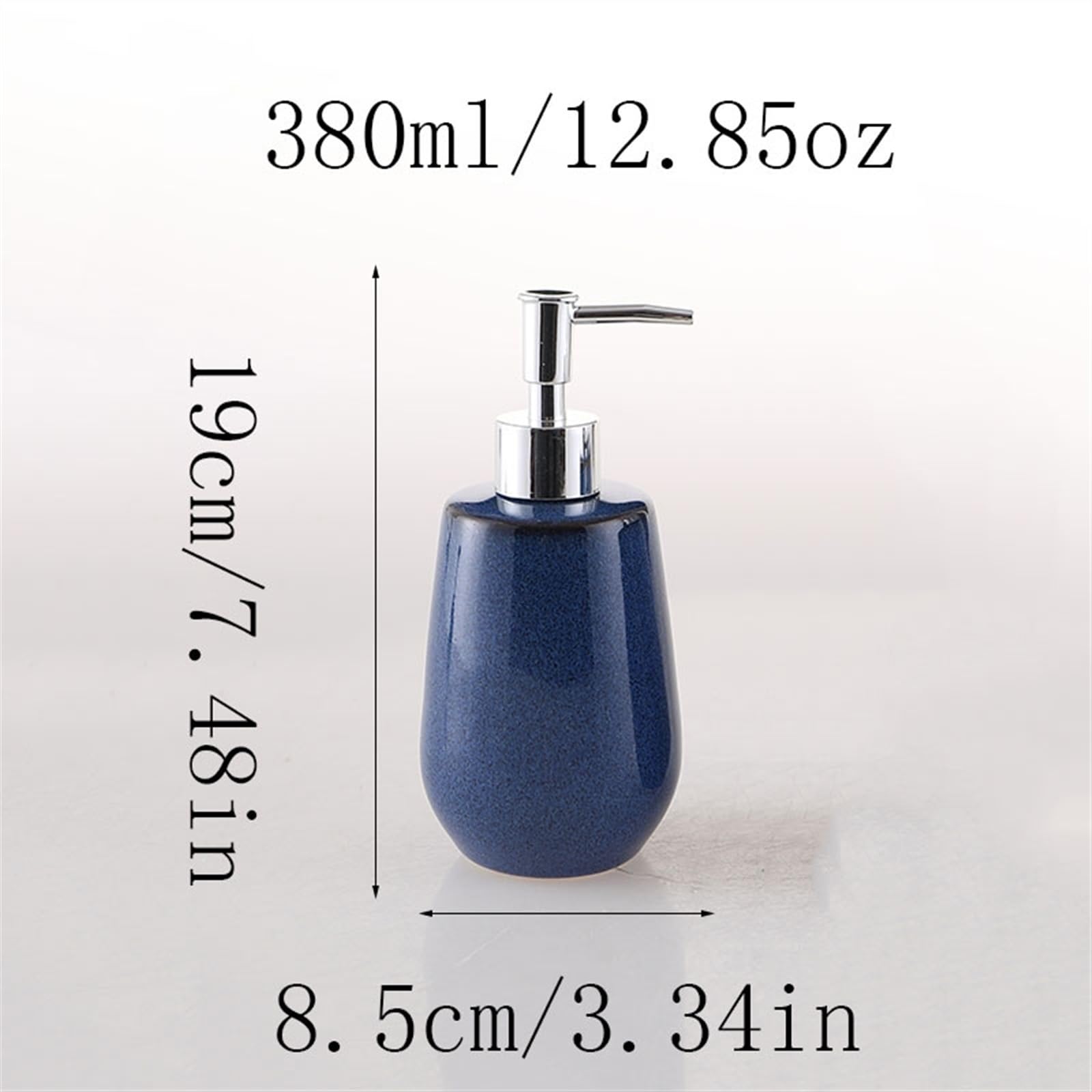 Seifenspender für Badezimmer, blauer Seifenspender für Lotion, Spülmaschine, Shampoo, Keramik-Seifenpumpe für Küche, Bad, Spenderflasche (380 ml / 12,85 oz)