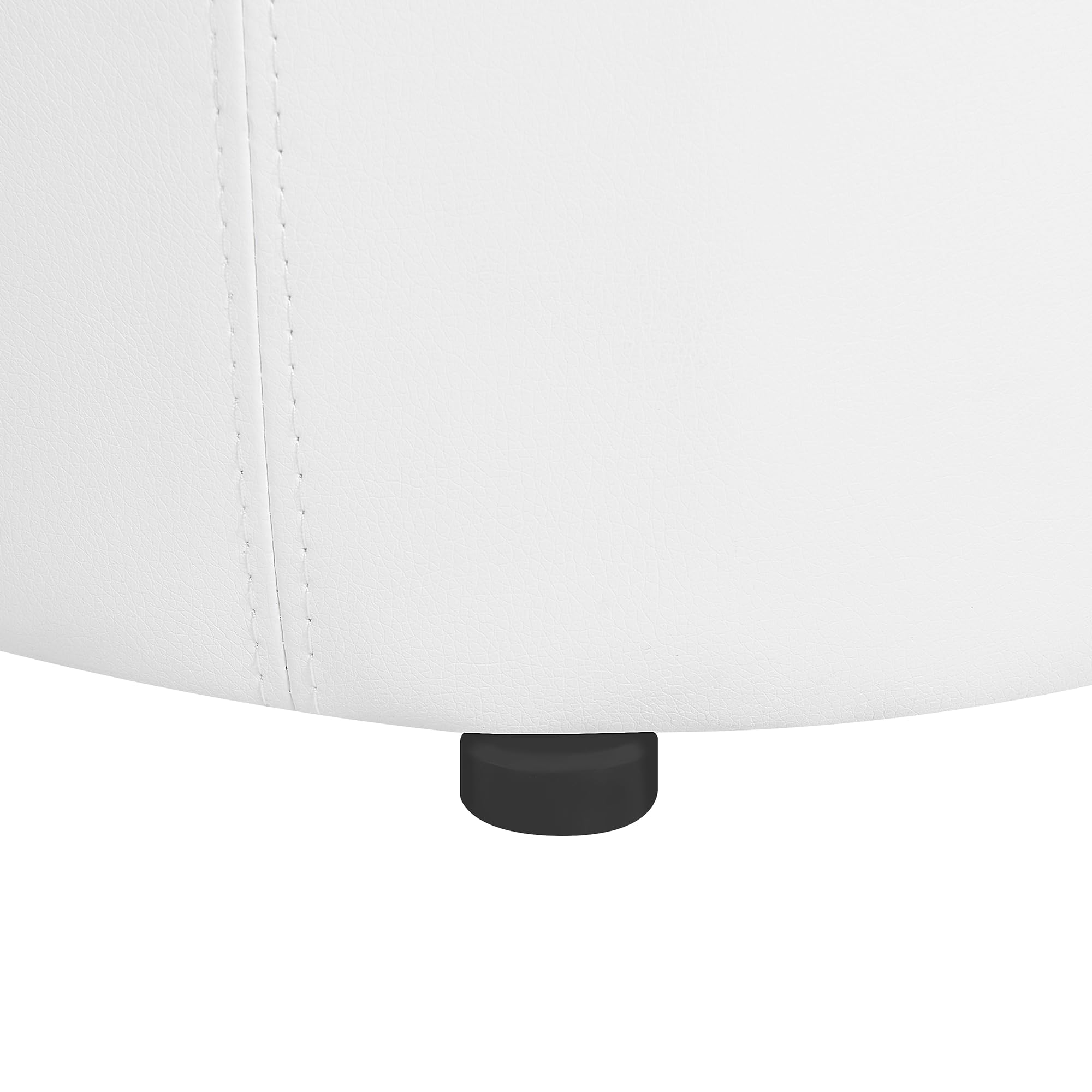 Beliani Pouf Classico Con Vano Portaoggetti In Similpelle Bianca 40x38 Cm - 2