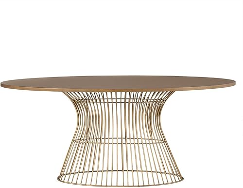 INKIVY Mercer Dining - Mesa ovalada de madera maciza base de marco de alambre de metal mesas de comedor de estilo moderno de mediados de siglo 70