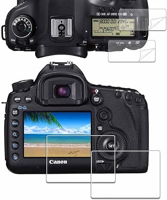 Screen Protector for Canon EOS 5D Mark IV/III, 9H Tempered Glass | 2 Glass + 2 PET Top Screen + ABS Box. 9H Hardness, Anti-Scratch, Anti-Bubble, HD Clarity, Anti-Fingerprint, Easy Install