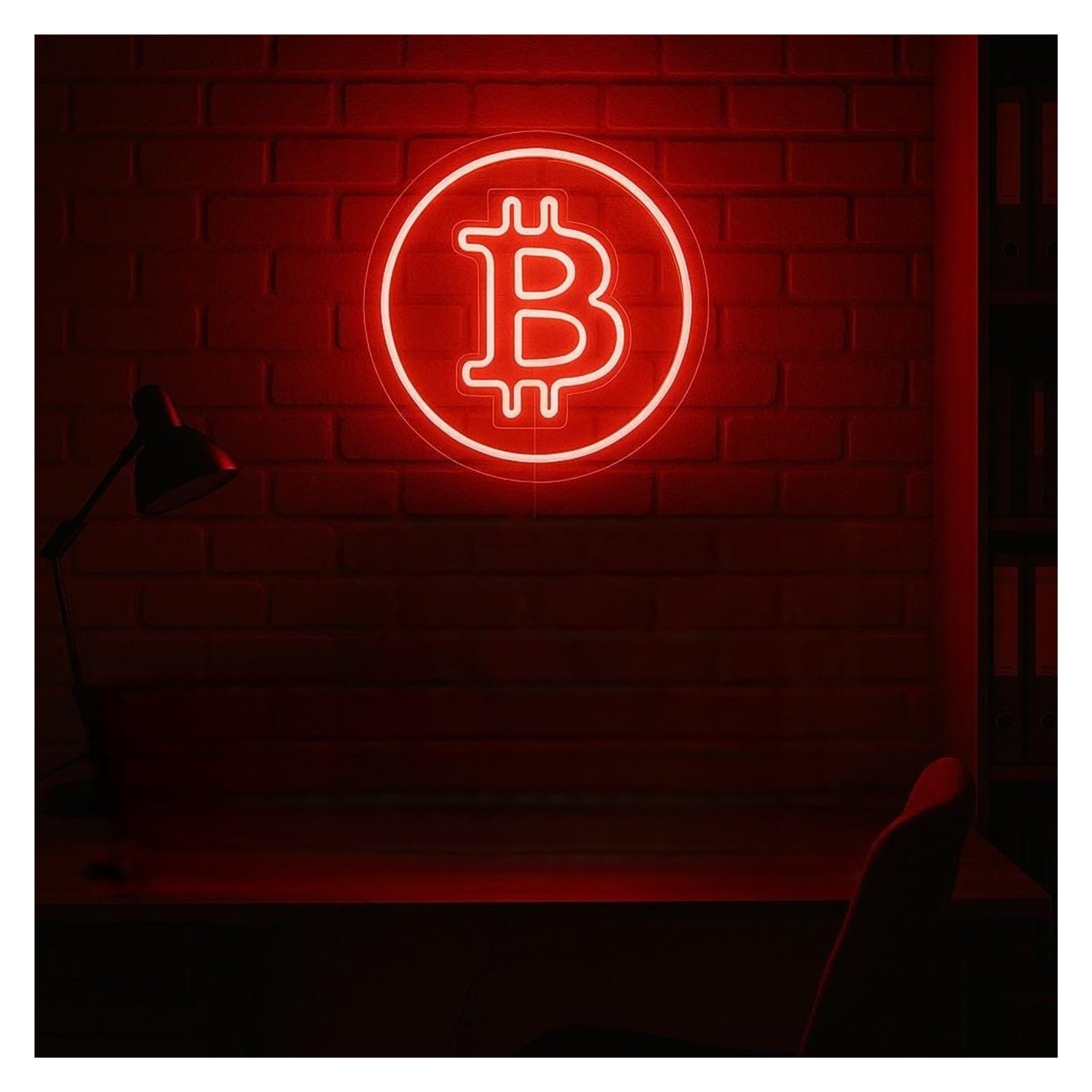 SHOUXI Sign Lamp Bitcoin Neon Sign, Suitable for Gaming Setup, Office, Man Cave Decor with Dimmable 38cm