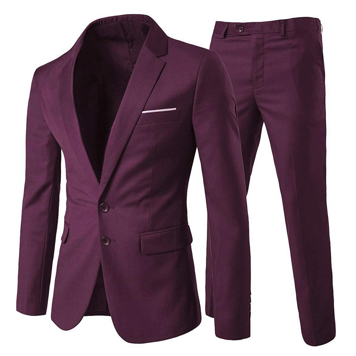 AllthemenMens Suits 2 Piece Slim Fit Wedding Dress Suit Two Buttons Business Suit Blazer Casual Jackets Trousers