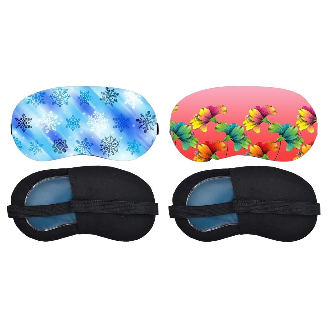 Aoxeria Blue Snowflake, Tropical Hibiscus Sleeping Eye Mask Combo, Soft Comfortable Light-Blocking Eye Cover for Women, Men & Kids, Reusable Blindfold for Night Sleep, Nap, Travel, Flight (Pack of 2)-image-24