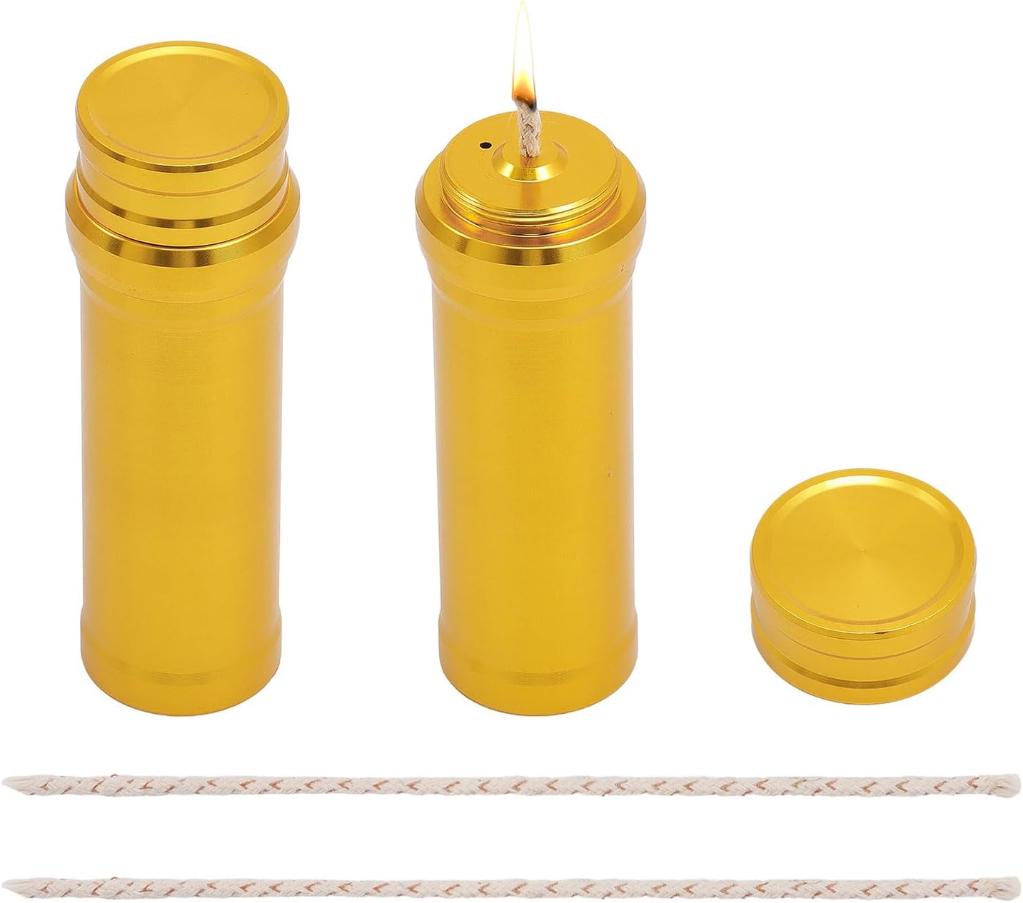 CHGCRAFT 2 Sets Portable Metal Alcohol Burner Lamp Aluminum Alloy Alcohol Stove with Cotton Cord for Household Outdoor Camping Picnic Tea Coffee Making Science Experiments, Golden