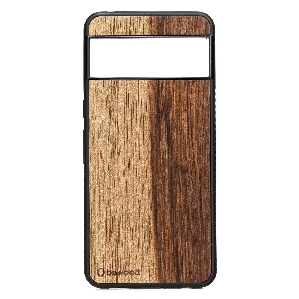 Coque bois manguier bicolore compatible charge inductive avec cadre silicone antichoc