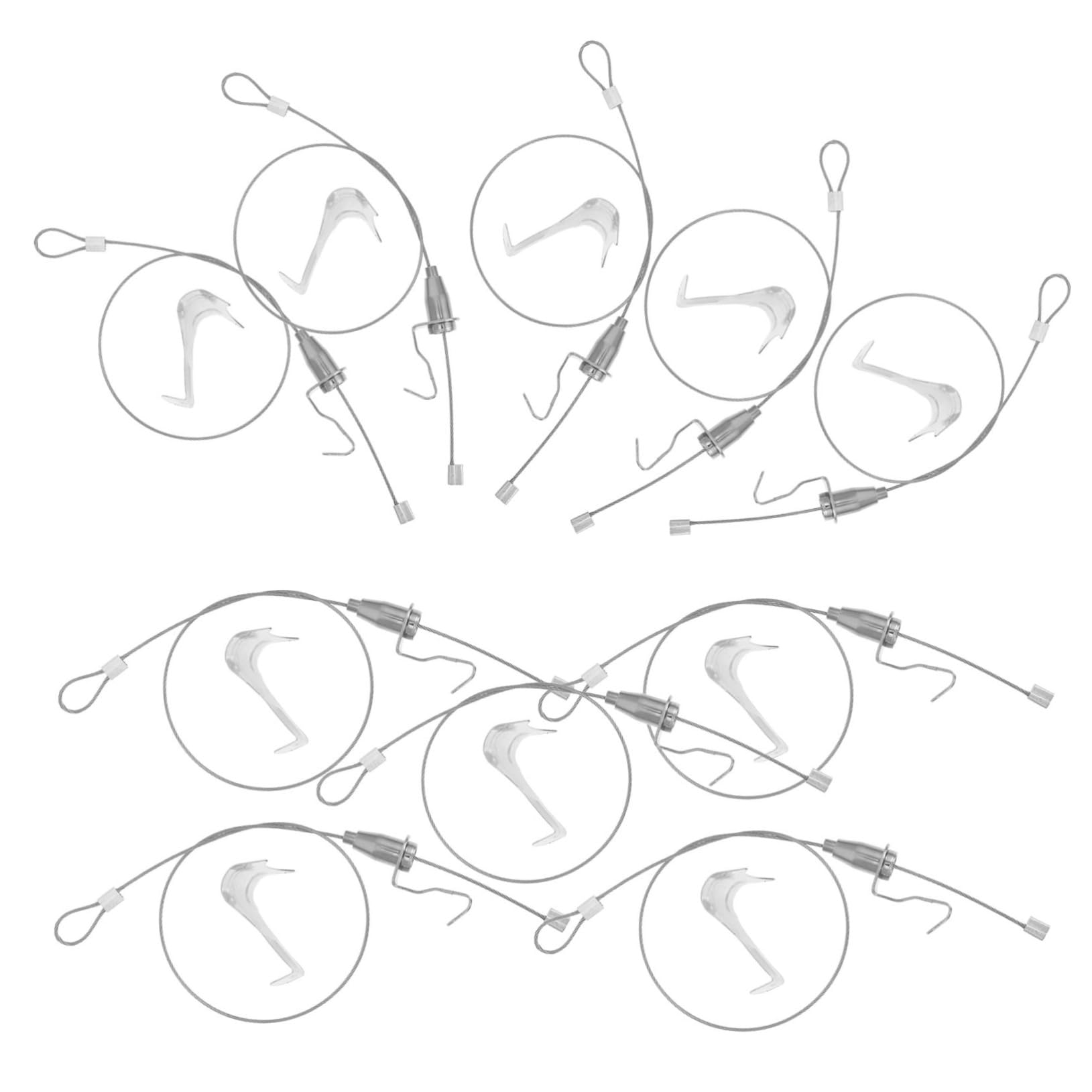 POPETPOP Kit di 10 Set Ganci per Quadri Filo Regolabile in Acciaio Inossidabile Argento, Facile da Installare, per Esposizioni D'arte e Appenderia di Quadri Decorativi