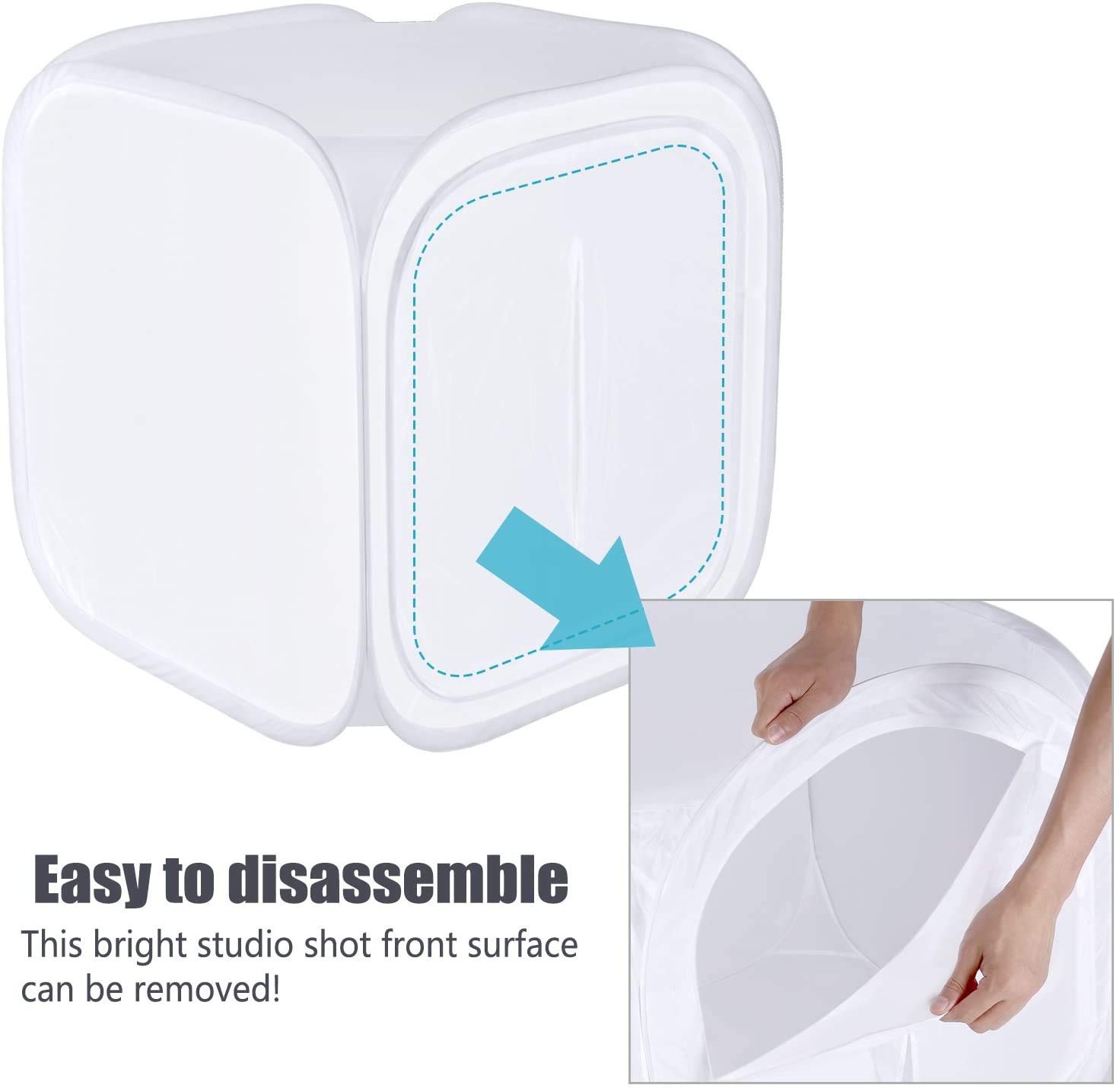 CUBO SOFT BOX SEMIRIGIDO TENDA LUCE 80 X 80 X 80 cm CON 4 SFONDI RICHIUDIBILE con custodia E CERNIERA