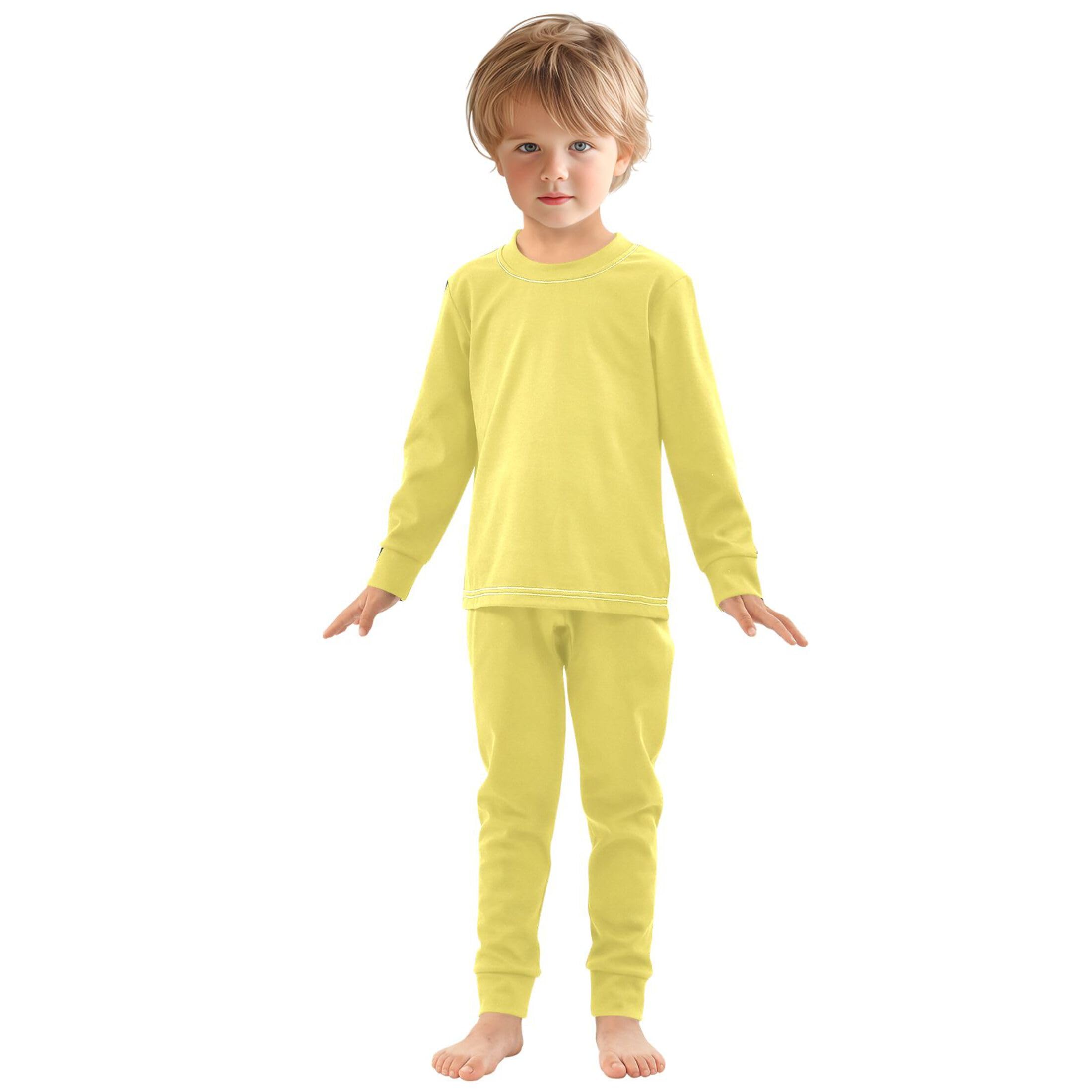 Yellow Long Sleeve Pajamas Set Sleepwear Jammies 2pcs Set Pjs Yellow 01