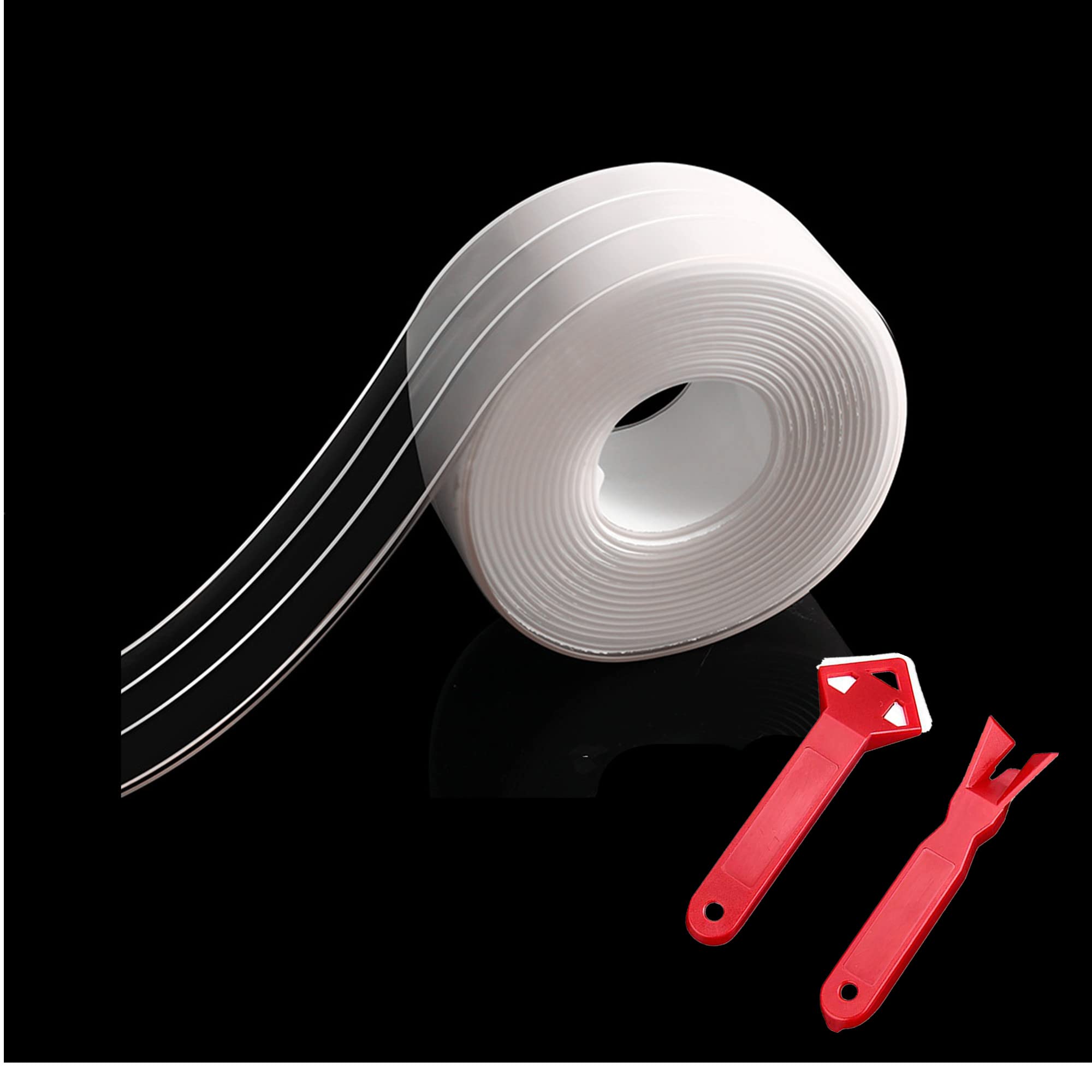 Self Adhesive Caulking Sealing Tape, Caulk Strip For Bathtub PVC Waterproof Bath Sealant Strip Tape Bathtub Floor Wall Protectors For Kitchen Sink, Toilet, Bathtub, Wall Edge - View #2