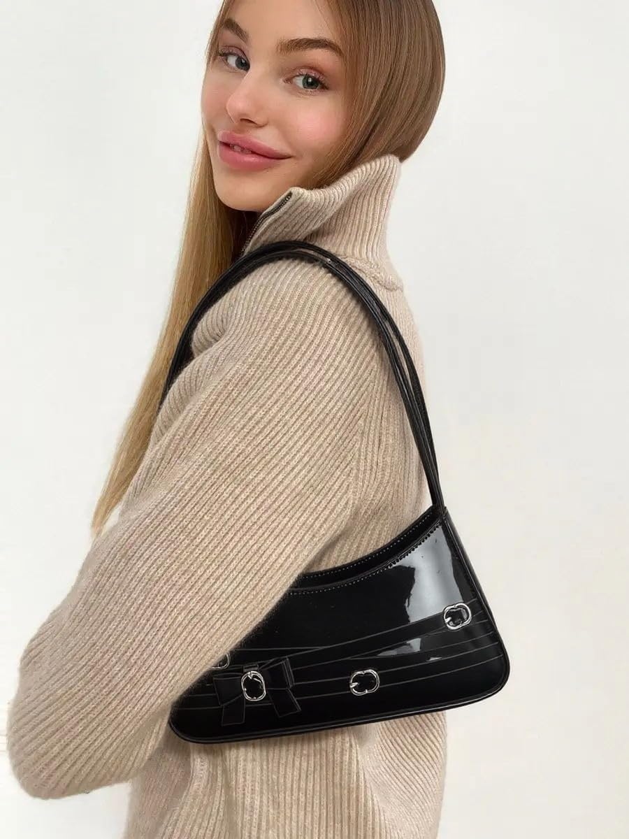 Shoulder Bag for Women Trendy Y2K Purses Mini Patent Leather Clutch Bag Small Cute Bow Purse Handbags - Image 2
