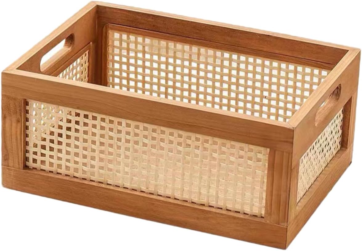 Retro Wooden Storage Basket Capacity Sundry Organizer for Home Multi-use Desktop and Nursery Baskets for Toys Books and Essentials