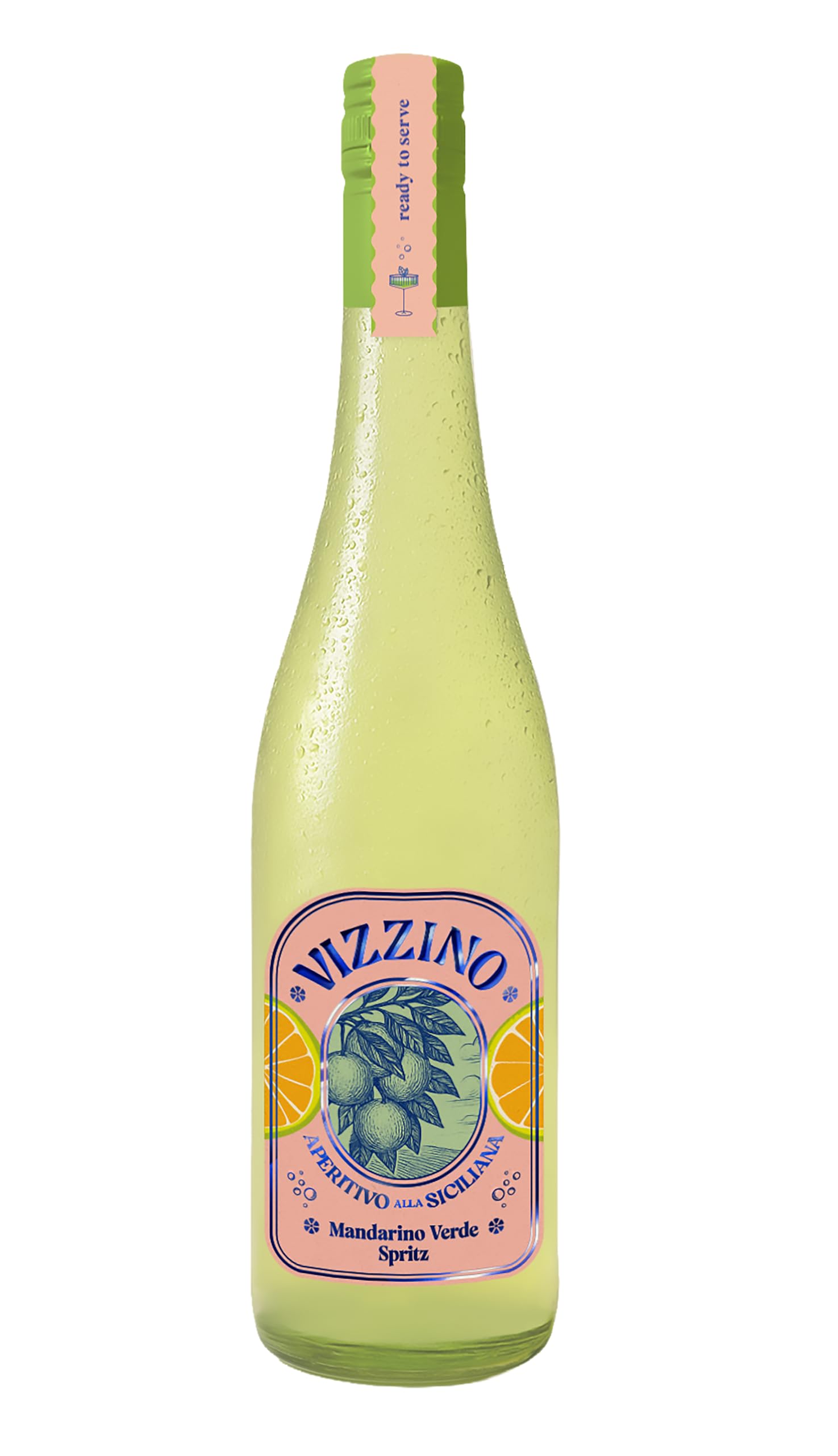 Vizzino Mandarino Verde Spritz (1 x 0,75l) – Aromatisierter Aperitivo mit grüner Mandarine