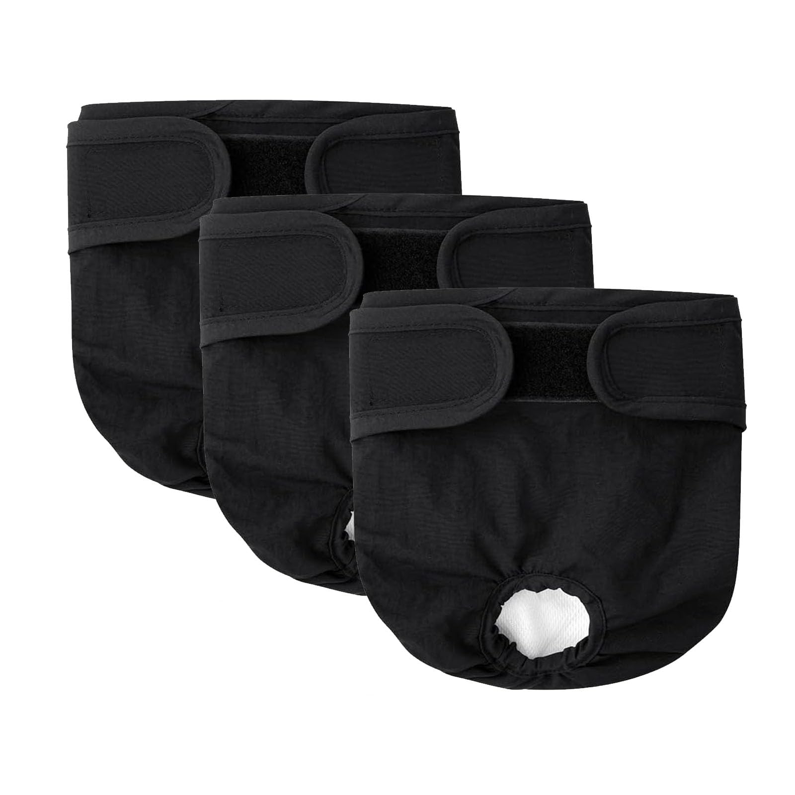 Reusable Dog Nappies - 3 Pcs Washable Diapers and Sanitary Wraps for Female Pets, Period Pants, Incontinence Protection (Black, XL (41-65cm), count, 1)