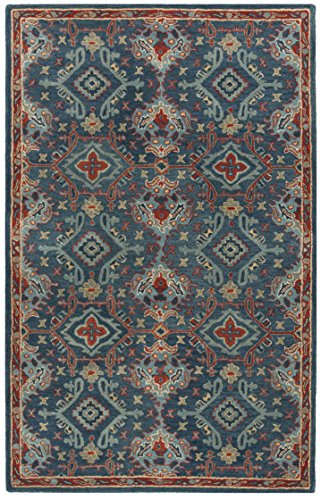 Tapete artesanal oriental 3' x 5' azul/multicolor miniatura 3