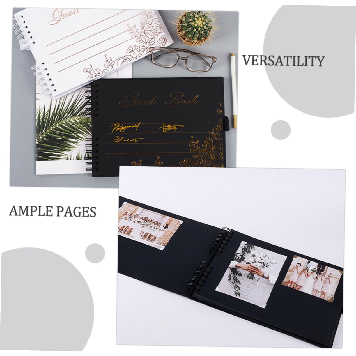 VILLCASE Libro degli Ospiti per Matrimonio Album di Ritagli Libro delle Firme Portatile per Feste per Fidanzamenti