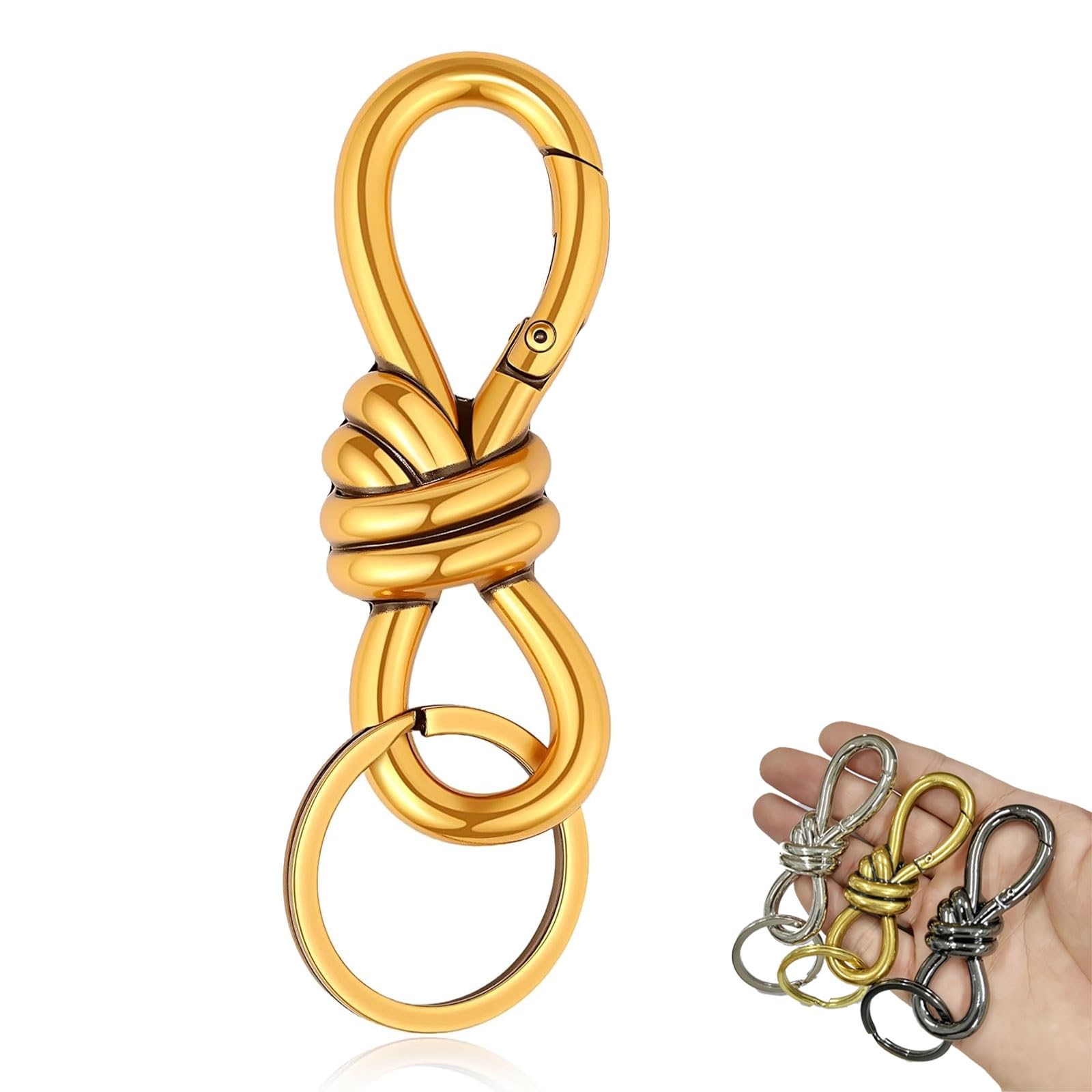 HANDLE WITH CARE CARABINER GOLD カラビナ 金 Gold Knot Carabiner, Heavy Duty Snap Hook Key Fob, Hardware