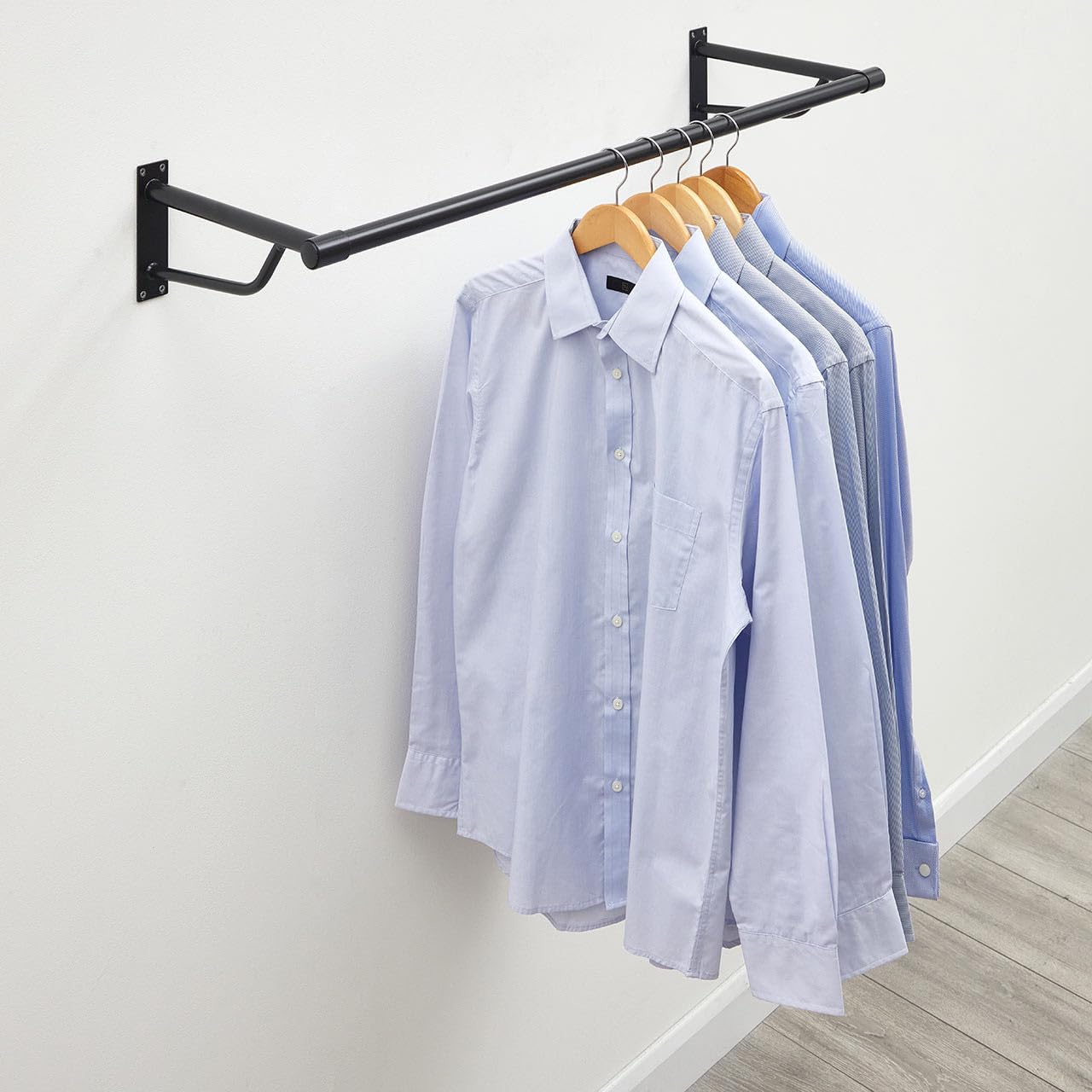 Shopfiter Rails The Shopfitting Shop Wall Mounted Clothes Rail, 60 cm Wide, 30 cm Deep ...